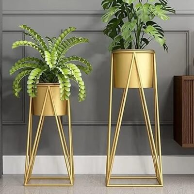 Gold Metal Plant Stand For Home Decor Pack Of 2